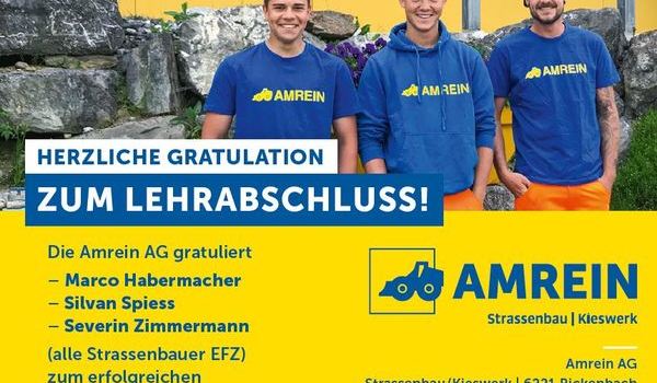 Herzliche Gratulation zum Lehrabschluss!